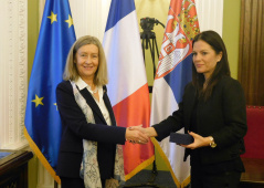 28 October 2019 The Chairperson of the Defence and Internal Affairs Committee Marija Obradovic and the Vice-President of the French Senate Helene Conway-Mouret